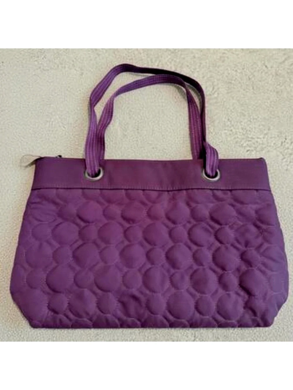 Thirty One Purple Quilted Circles Tote Bag Large Shoulder Purse